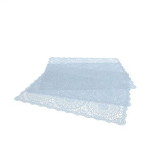 Crocheted Doily Style Placemats 18" x 12" in Blue, Coated in Clear PVC, Set of 4